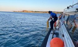 Van Gölü açıklarına sürüklenen genci polis kurtardı
