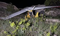 Nevşehir'de acil iniş yapan microlighttaki pilot ve yolcu yaralandı