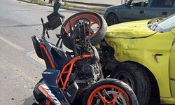 Edirne'de taksiyle motosikletin çarpıştığı kazada 2 kişi yaralandı