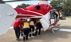 Şırnak'ta vücudunda yanıklar oluşan hasta, ambulans helikopterle Diyarbakır'a sevk edildi