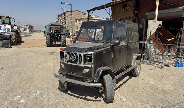Hakkarili lastik tamircisi, hurda parçalarından kendi arazi aracını yaptı