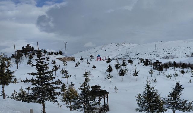 Tokat'ta Üçoluk Göleti'nin yüzeyi buz tuttu