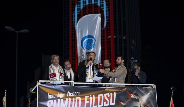 Küresel Sumud Filosu'na saldırı İsrail'in İstanbul Başkonsolosluğu önünde protesto edildi