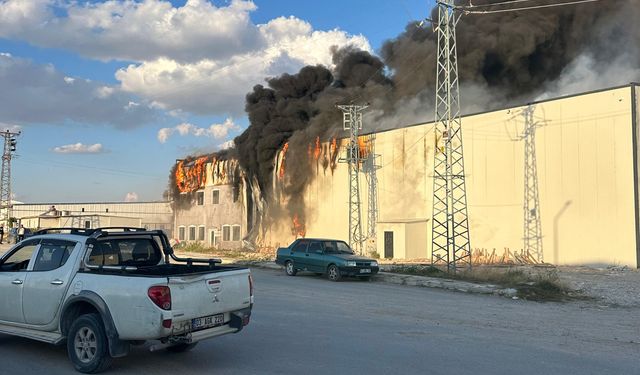 Afyonkarahisar'da mantar fabrikasında çıkan yangına müdahale ediliyor