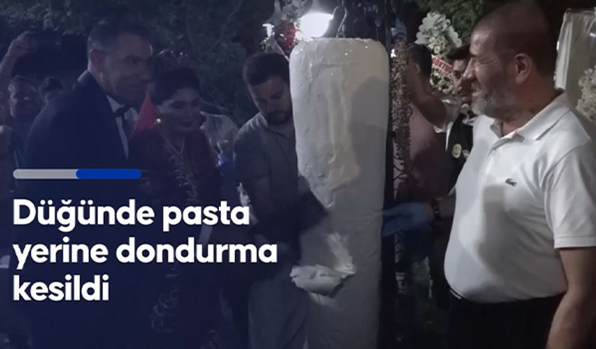 Kahramanmaraş''ta düğünde pasta yerine dondurma kesildi