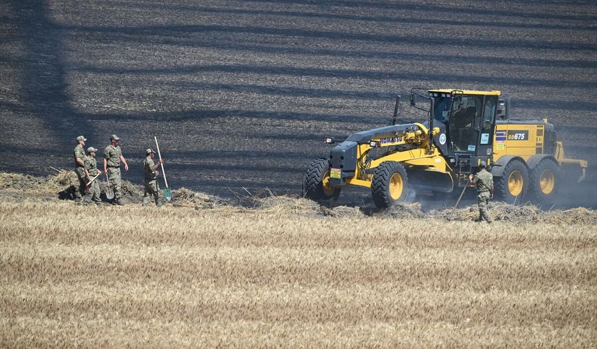 Edirne'de buğday tarlasında başlayıp tarım arazilerine yayılan yangın söndürüldü
