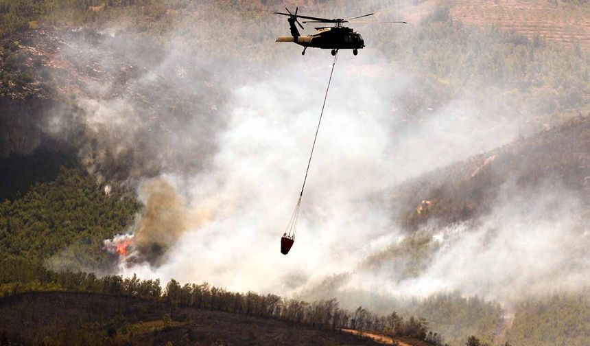 Alanya'da ormanlık alanda çıkan yangına müdahale sürüyor
