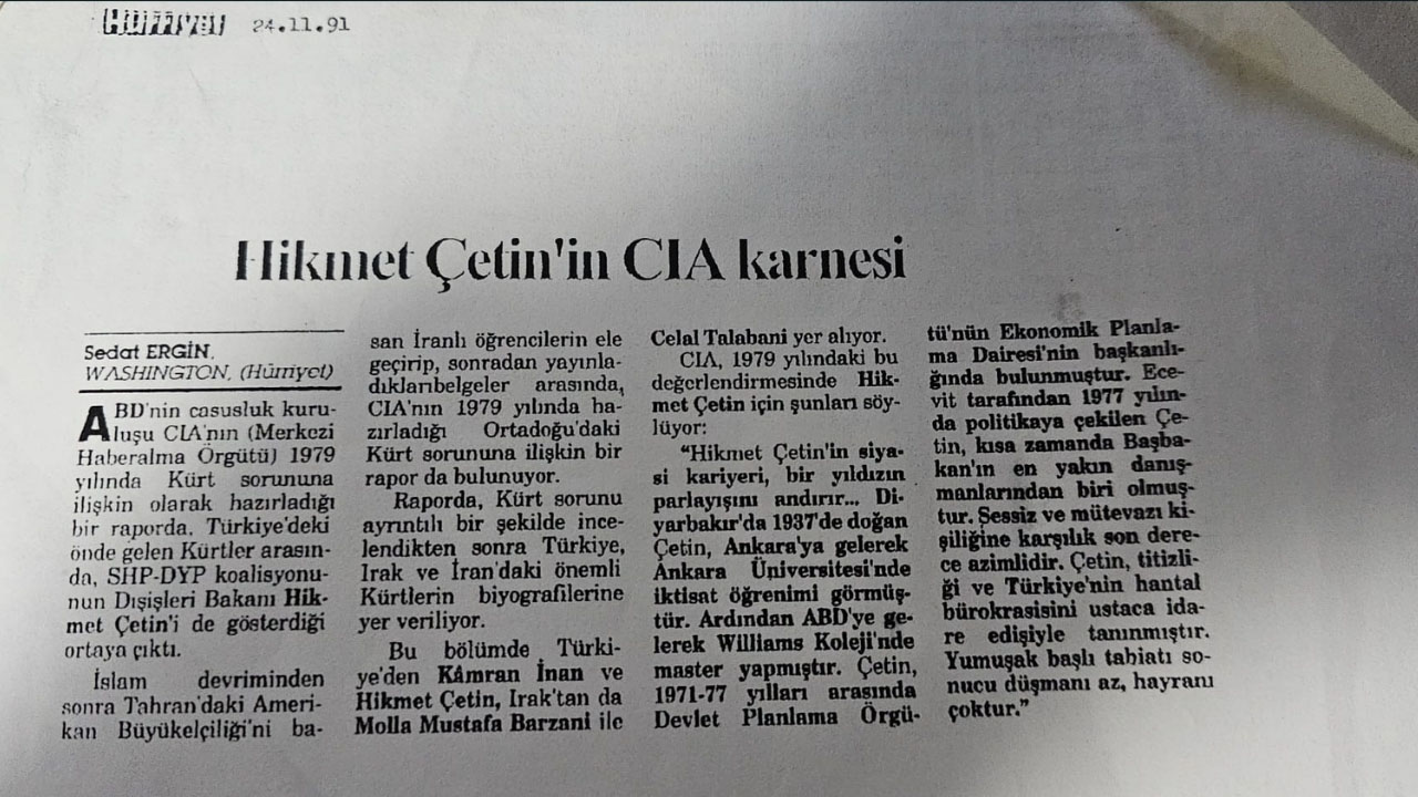 Hikmet Çetin Hakkında Yapılan Haber