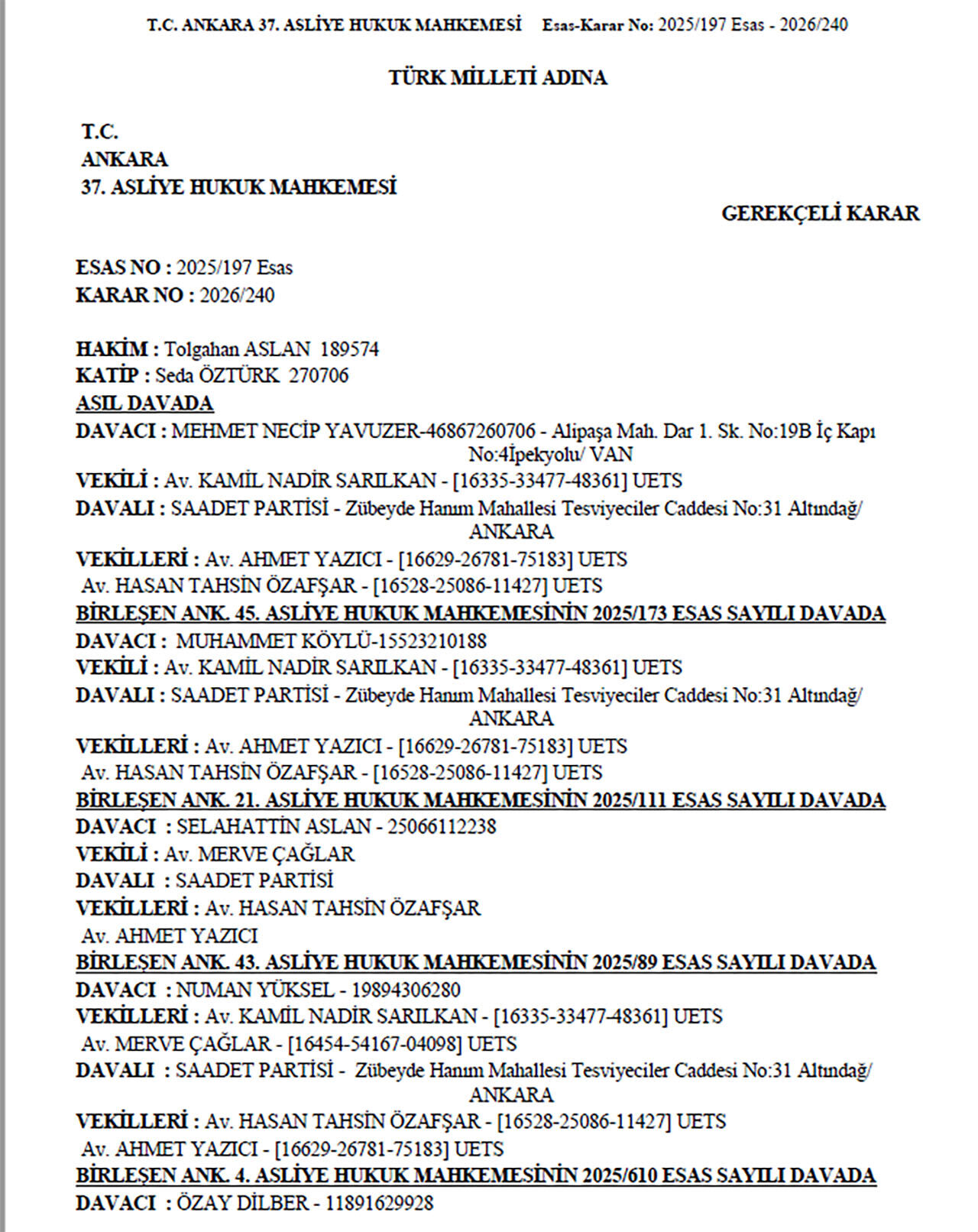 Gerekçeli Karar 1